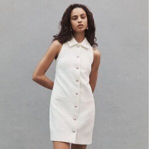Hutch White Sleeveless Button-Front Mini Dress